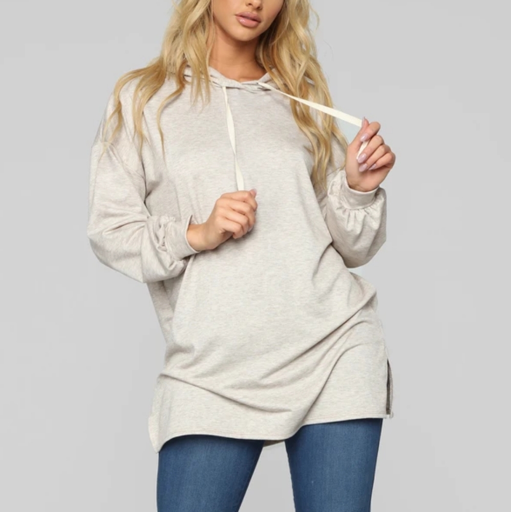 NWT Fashion Nova Grey Hoodie Tunic Top Dress Small